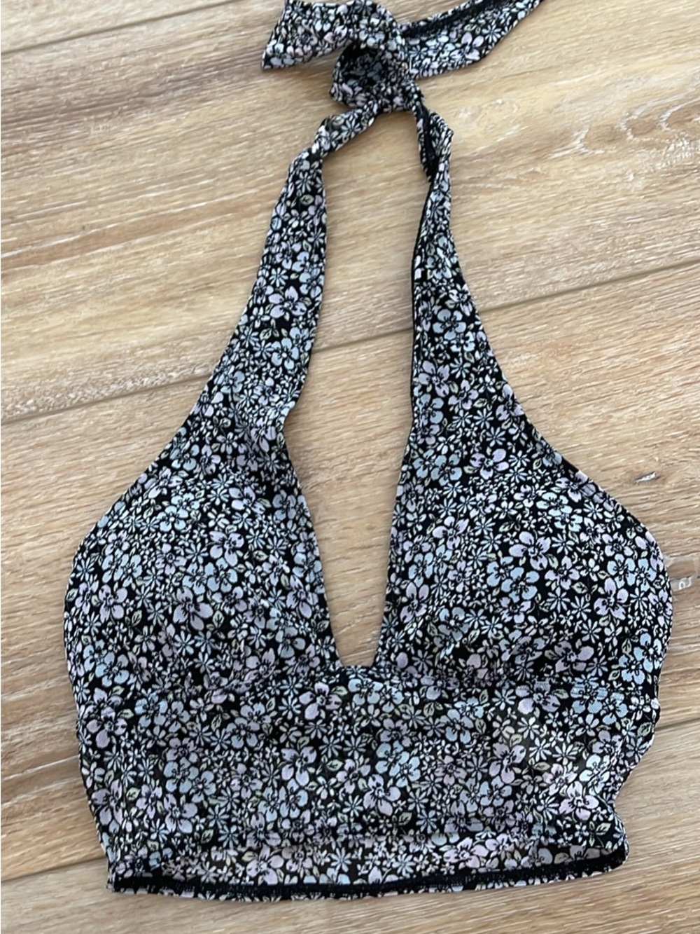 Gilly Hicks Black Floral Halter Bralette